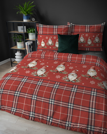 POŚCIEL ŚWIĄTECZNA ŚWIĘTA CZERWONA KRASNAL KRATA BAWEŁNA FLANELA 160X200
