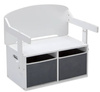 BIAŁE SIWE BIURKO STOLIK SKRZYNIA POJEMNIKI NA ZABAWKI 3W1 DLA DZIECI