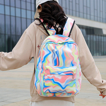 TĘCZOWY ZESTAW PLECAK SZKOLNY TORBA PIÓRNIK 3W1