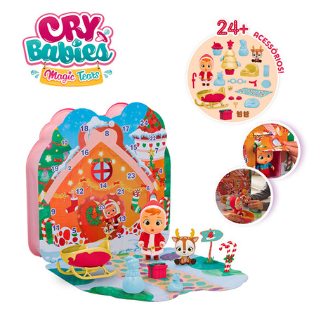 CRY BABIES KALENDARZ ADVENTOWY LALKA MIKOŁAJ RENIFER AKCESORIA