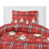 POŚCIEL ŚWIĄTECZNA ŚWIĘTA CZERWONA KRASNAL KRATA BAWEŁNA FLANELA 140X200