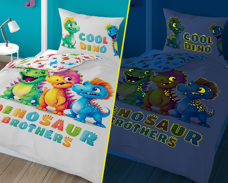 DINOZAURY DINOZAUR DINO POŚCIEL 160X200 ŚWIECI W CIEMNOŚCI