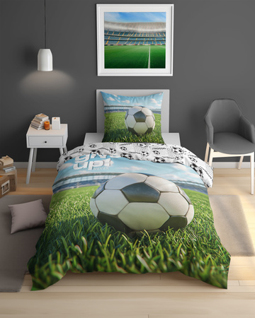 Pościel młodzieżowa 160x200 biała z piłką nożną Never Give Up Dream