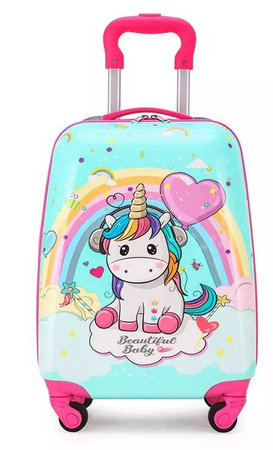 JEDNOROŻEC UNICORN ZESTAW WALIZKA KABINOWA DZIECI BAGAŻ PODRÓŻNA + PLECAK