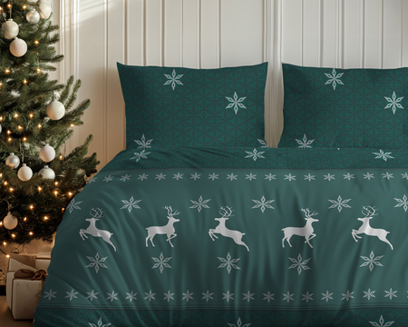 POŚCIEL ŚWIĄTECZNA ŚWIĘTA ZIELONA RENIFER FLANELA 160X200