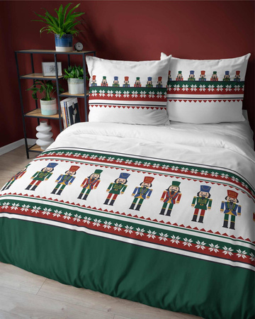 POŚCIEL ŚWIĄTECZNA ŚWIĘTA DZIADEK ŻOŁNIERZYK ZIELONA BAWEŁNA 160X200