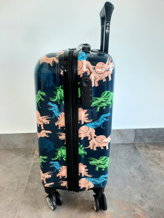 DINOZAURY DINOZAUR WALIZKA NA KÓLKACH DZIECIĘCA PODRÓŻNA SZYFR NA WAKACJE