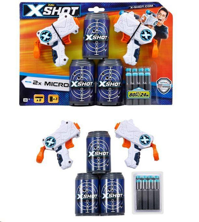2x PISTOLET WYRZUTNIA ZURU X-SHOT STRZAŁKI PUSZKI