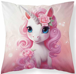 Poduszka Jasiek 40x40 Jednorożec Różowy Unicorn + Wkład