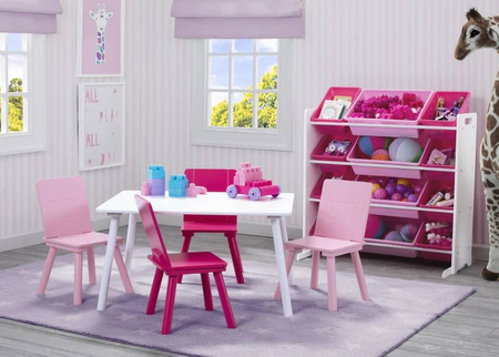 DUŻY RÓŻOWY BIAŁY REGAŁ ZABAWKI POJEMNIKI DZIECI