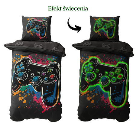 Pościel 140X200 z Padem dla Gracza Świecąca Kolorowy Pad Nowoczesny