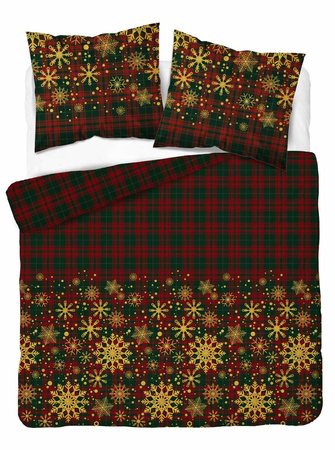 POŚCIEL ŚWIĘTA ŚWIĄTECZNA KRATKA BAWEŁNA SATYNOWA 160X200 GWIAZDKA