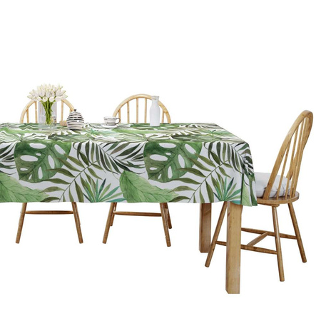 OBRUS NA STÓŁ BOHO LIŚCIE ZIELONE 110x160 BAWEŁNA