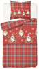 POŚCIEL ŚWIĄTECZNA ŚWIĘTA CZERWONA KRASNAL KRATA BAWEŁNA FLANELA 140X200