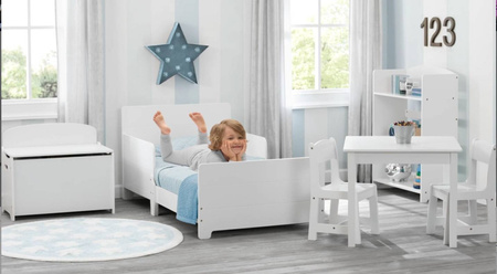 BIAŁY STOLIK DREWNIANY STÓŁ 2 KRZESEŁKA DLA DZIECI MEBLE