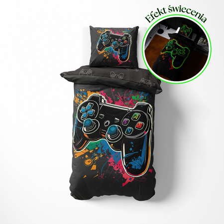 Pościel 160X200 z Padem dla Gracza Świecąca – Nowoczesny, Kolorowy Motyw