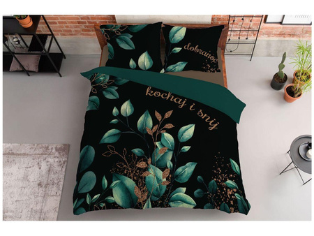 EKSKLUZYWNA ZIELONA LIŚCIE BOHO POŚCIEL 220x200