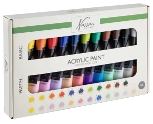 FARBY AKRYLOWE PASTELOWE DUŻY ZESTAW FARB AKRYLOWYCH 24 szt 22ml W TUBKACH