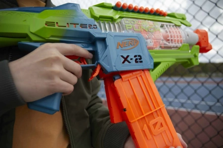 Pistolet Nerf Elite Wyrzutnia Double Punch Blaster 50 strzałek