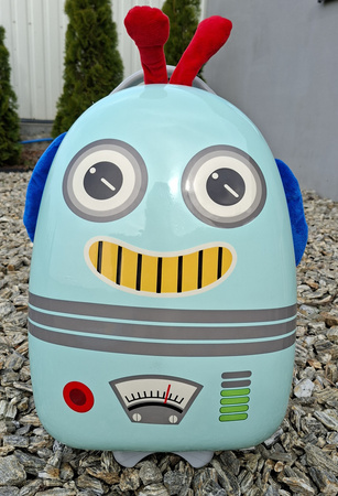 ROBOT ZESTAW WALIZKA NA KÓŁKACH PLECAK DLA DZIECI KÓŁKA LED ŚWIECI