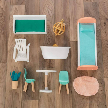 KIDKRAFT EMILY DREWNIANY DOMEK DLA LALEK MEBELKI