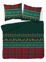 POŚCIEL ŚWIĘTA ŚWIĄTECZNA FLANELA RENIFERY KRATKA FLANELOWA ZIELONA 160X200