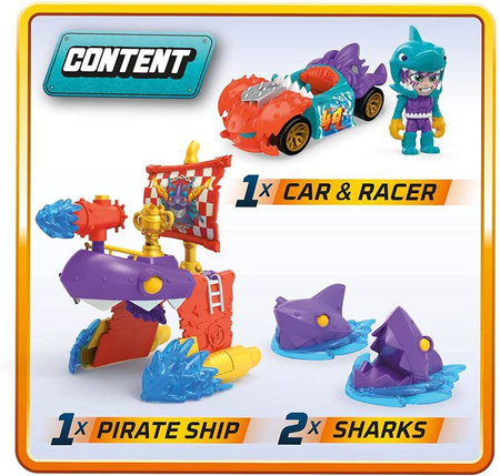 T-RACERS ZESTAW PIRATE SHARK ATTACK WYRZUTNIA AUTO