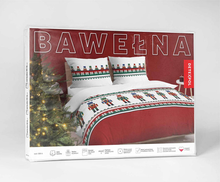 POŚCIEL ŚWIĄTECZNA ŚWIĘTA DZIADEK ŻOŁNIERZYK CZERWONA BAWEŁNA 160X200