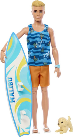 LALKA MATTEL BARBIE KEN SURFER AKCESORIA PIESEK