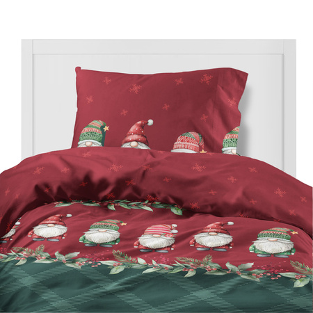 POŚCIEL ŚWIĄTECZNA ŚWIĘTA CZERWONA KRASNAL KRATA BAWEŁNA FLANELA 140X200