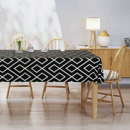 OBRUS NA STÓŁ CZARNY BIAŁY BAWEŁNA 140X240