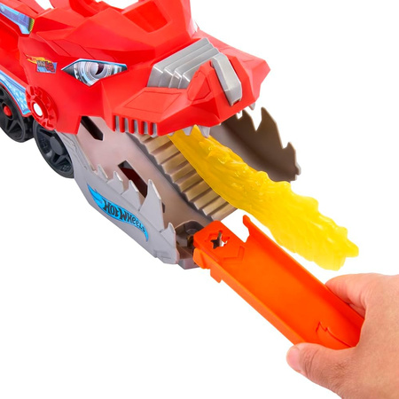 HOT WHEELS DUŻY TRANSPORTER AUTEK 2w1 PODWÓJNY SMOK + 2 autka