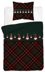 ŚWIĘTA ŚWIĄTECZNA POŚCIEL ELF ELFY ZIELONA KRATKA BAWEŁNA 140X200