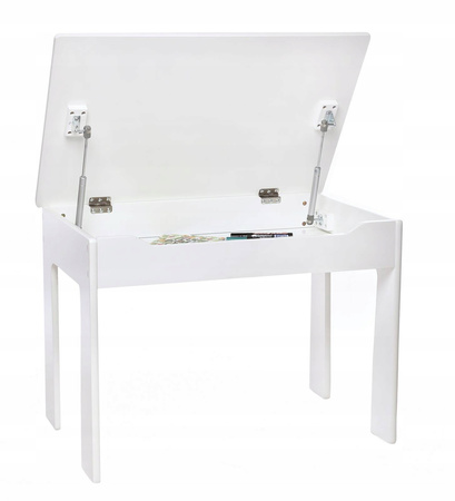 STOLIK BIAŁY SIWY DREWNIANY KSIĘŻNICZKI KRZESEŁKO ZESTAW DLA DZIECI MEBLE