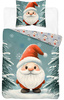 Pościel Młodzieżowa Bawełna 140x200 Świąteczna Skrzat Mikołaj Śnieg