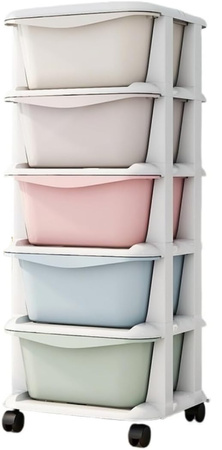 PLASTIKOWY POJEMNIK REGAŁ KOSZ NA ZABAWKI SZAFKA SZUFLADY 5 PÓŁEK