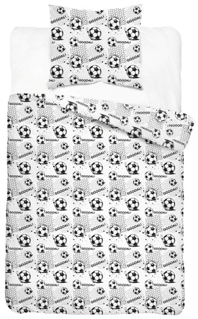 POŚCIEL DZIECIĘCA 140x200cm PIŁKA NOŻNA GOL FOOTBALL BIAŁA SZARA XOXO