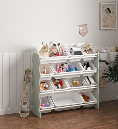 BIAŁY MIĘTOWY PLASTELOWY REGAŁ ORGANIZER POJEMNIKI DZIECI