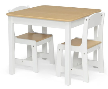 STOLIK DREWNIANY BIAŁY STÓŁ 2 KRZESŁA DLA DZIECI MEBLE DZIECIĘCE