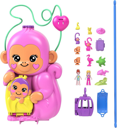 POLLY POCKET ZESTAW MAŁPKA MAŁPA KOMPAKTOWA KOLOROWA TOREBKA MINILALKI