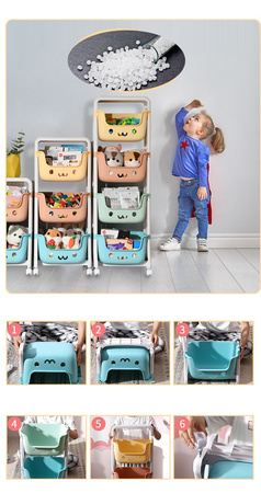 REGAŁ SZAFKA NA ZABAWKI PLASTIKOWY ORGANIZER POJEMNIK NA KÓŁKACH DLA DZIECI