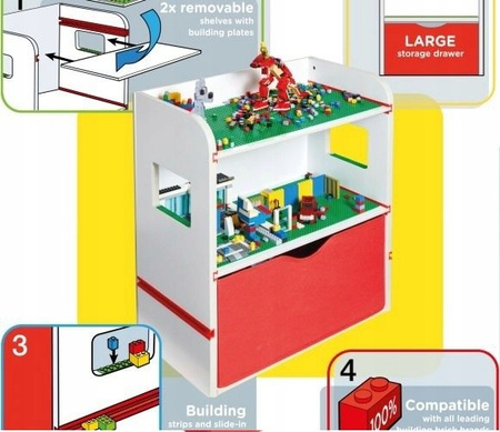 KLOCKI PÓŁKA NA KLOCKI AUTA SKRZYNIA DLA DZIECI POJEMNIK REGAŁ
