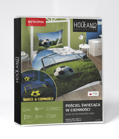 PIŁKA NOŻNA FOOTBALL BRAMKA GOL PIŁKI POŚCIEL BAWEŁNA FLUO ŚWIECI 140X200