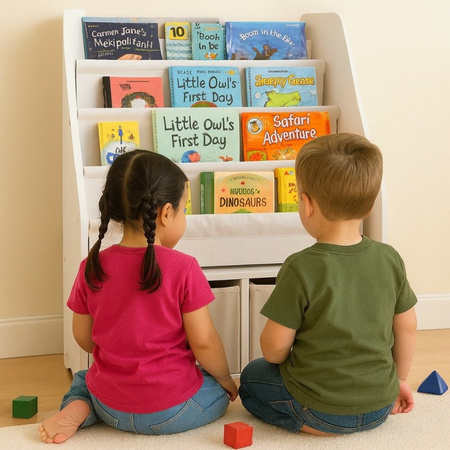 REGAŁ NA KSIĄŻKI SZAFKA ORGANIZER DLA DZIECI STOJAK PÓŁKA Biblioteczka