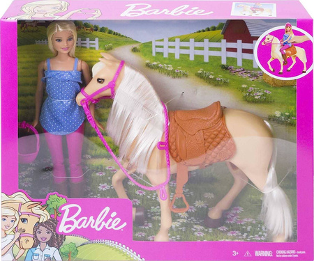 LALKA BARBIE DŻOKEJKA Z KONIEM lalka + koń