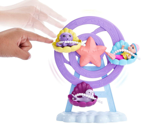 BARBIE LALKA SYRENKA OGON AKCESORIA OŚMIORNICA FOKA ŁÓŻECZKO HLC30