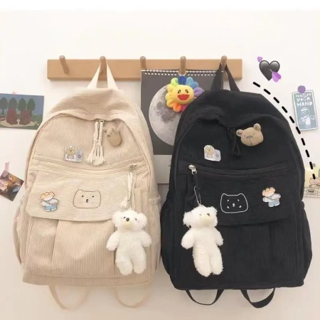 PLECAK CZARNY KOTEK SZKOLNY WYCIECZKOWY BRELOK PRZYPINKI MŁODZIEŻOWY