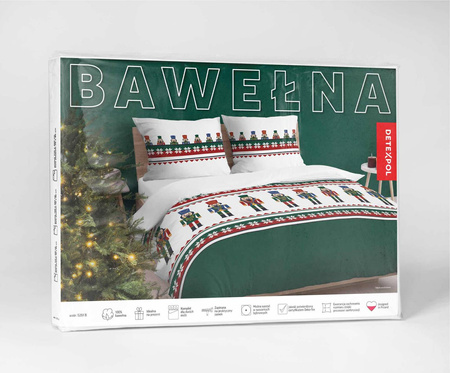 POŚCIEL ŚWIĄTECZNA ŚWIĘTA DZIADEK ŻOŁNIERZYK ZIELONA BAWEŁNA 220X200