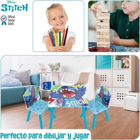 LILO I STITCH STICZ STOLIK STÓŁ DREWNIANY 2 KRZESŁA DLA DZIECI MEBLE