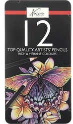 PROFESJONALNE KREDKI Zestaw kredek 12 kolorów MIĘKKIE Nassau Ołówkowe